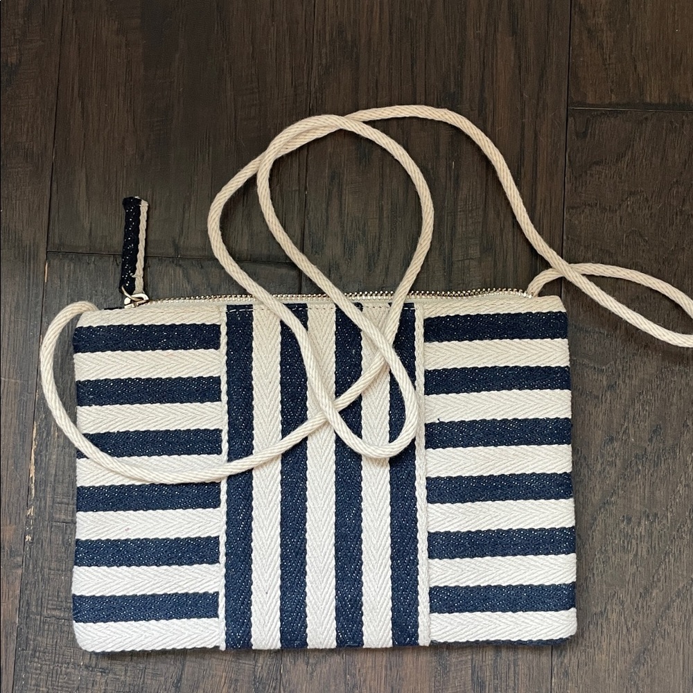 GAP Blue and Cream Striped Crossbody Bag